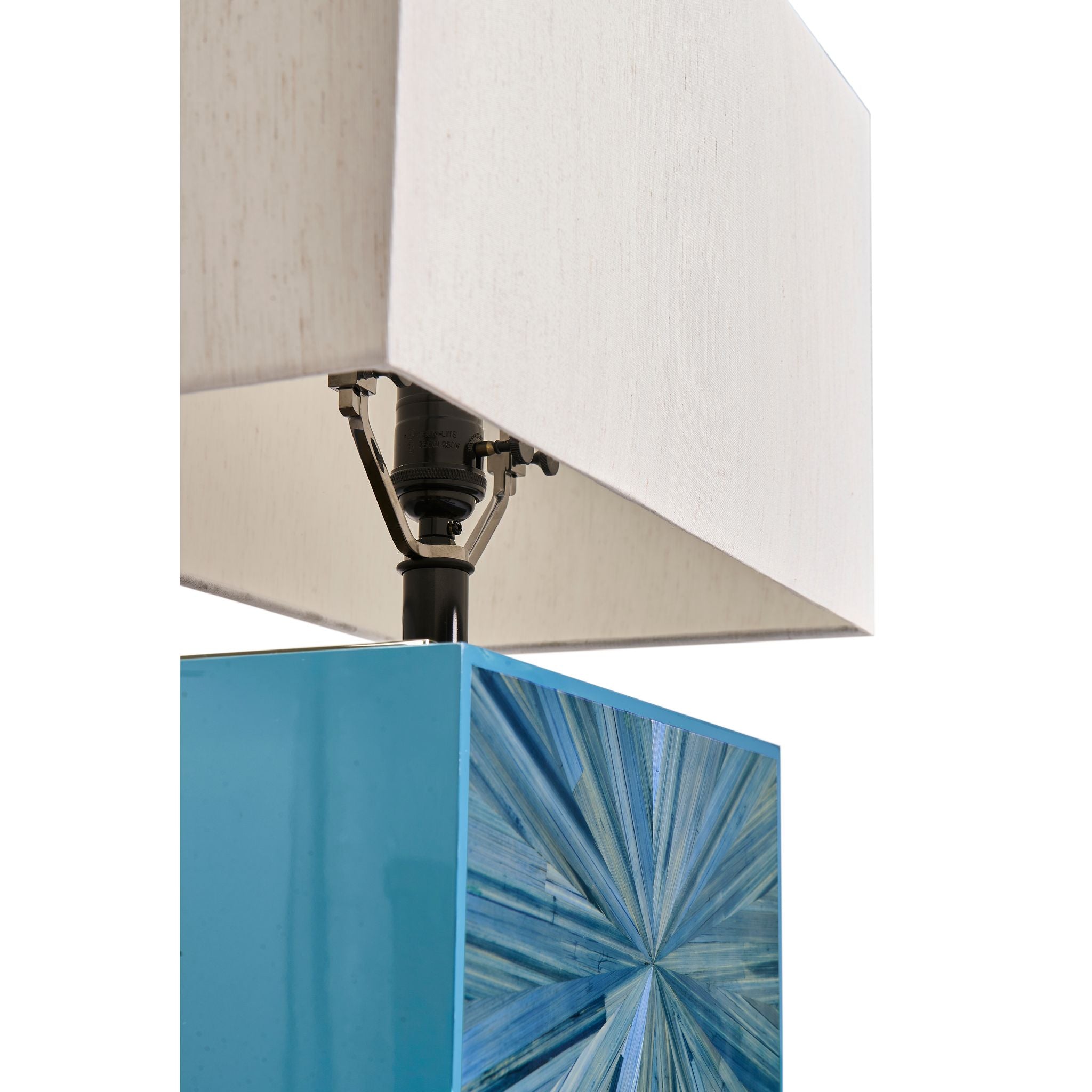 Jonathan Charles JC Modern Horizontal Table Lamp — Azure Blue Straw