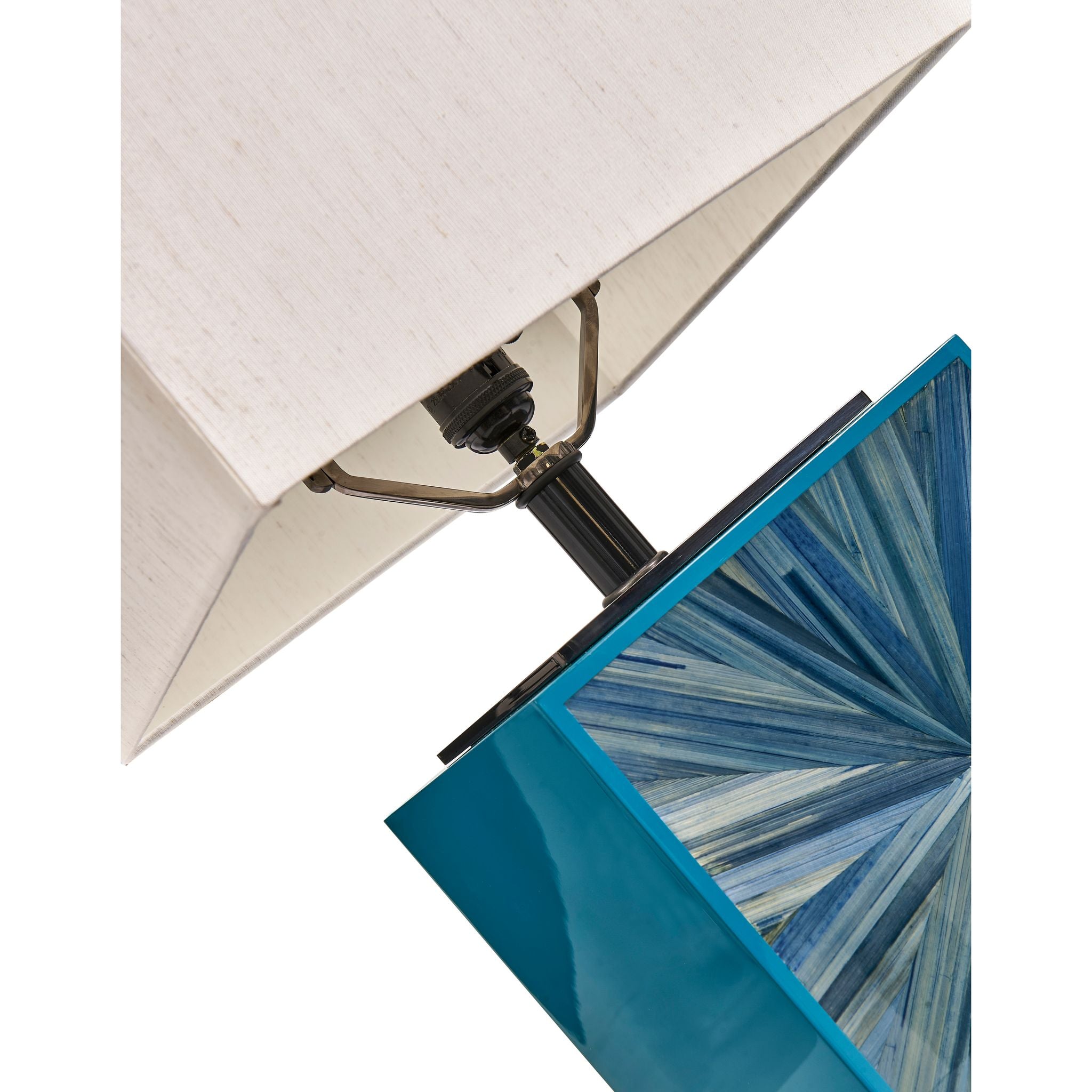 Jonathan Charles JC Modern Cube Table Lamp — Azure Blue Straw