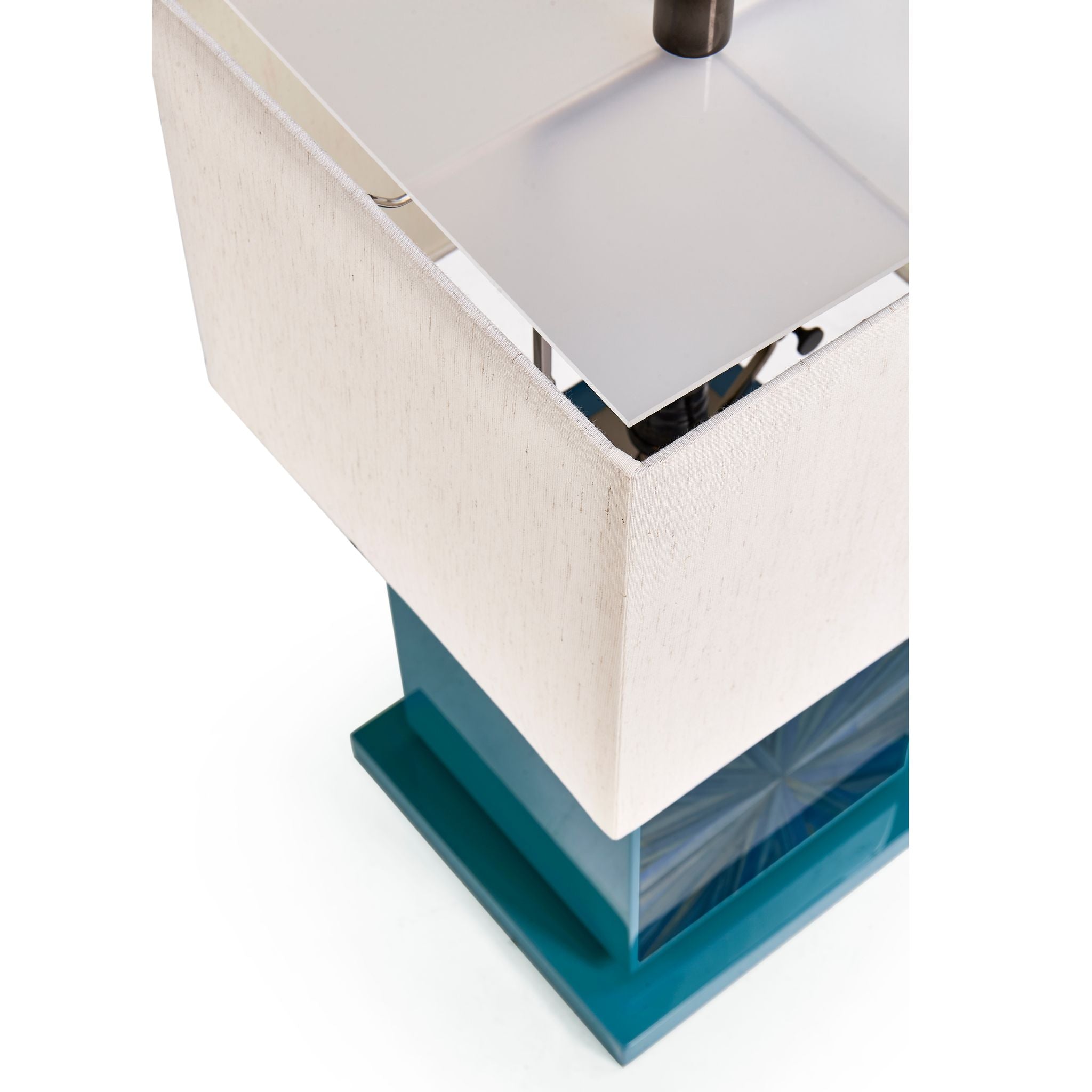 Jonathan Charles JC Modern Cube Table Lamp — Azure Blue Straw