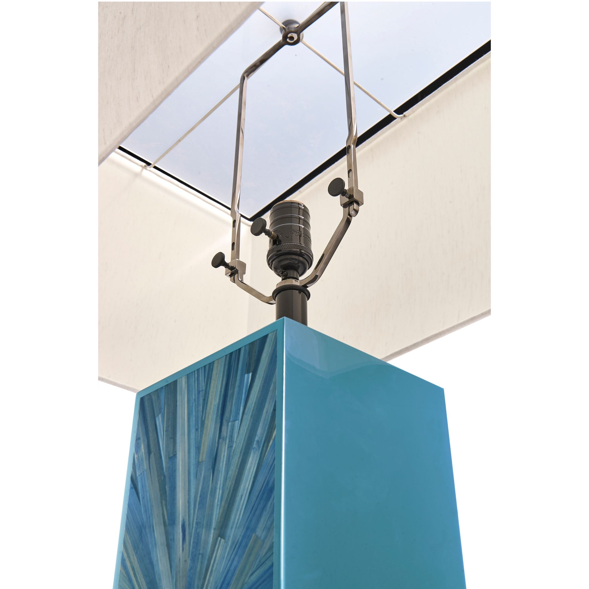 Jonathan Charles JC Modern Floor Lamp — Azure Blue Straw