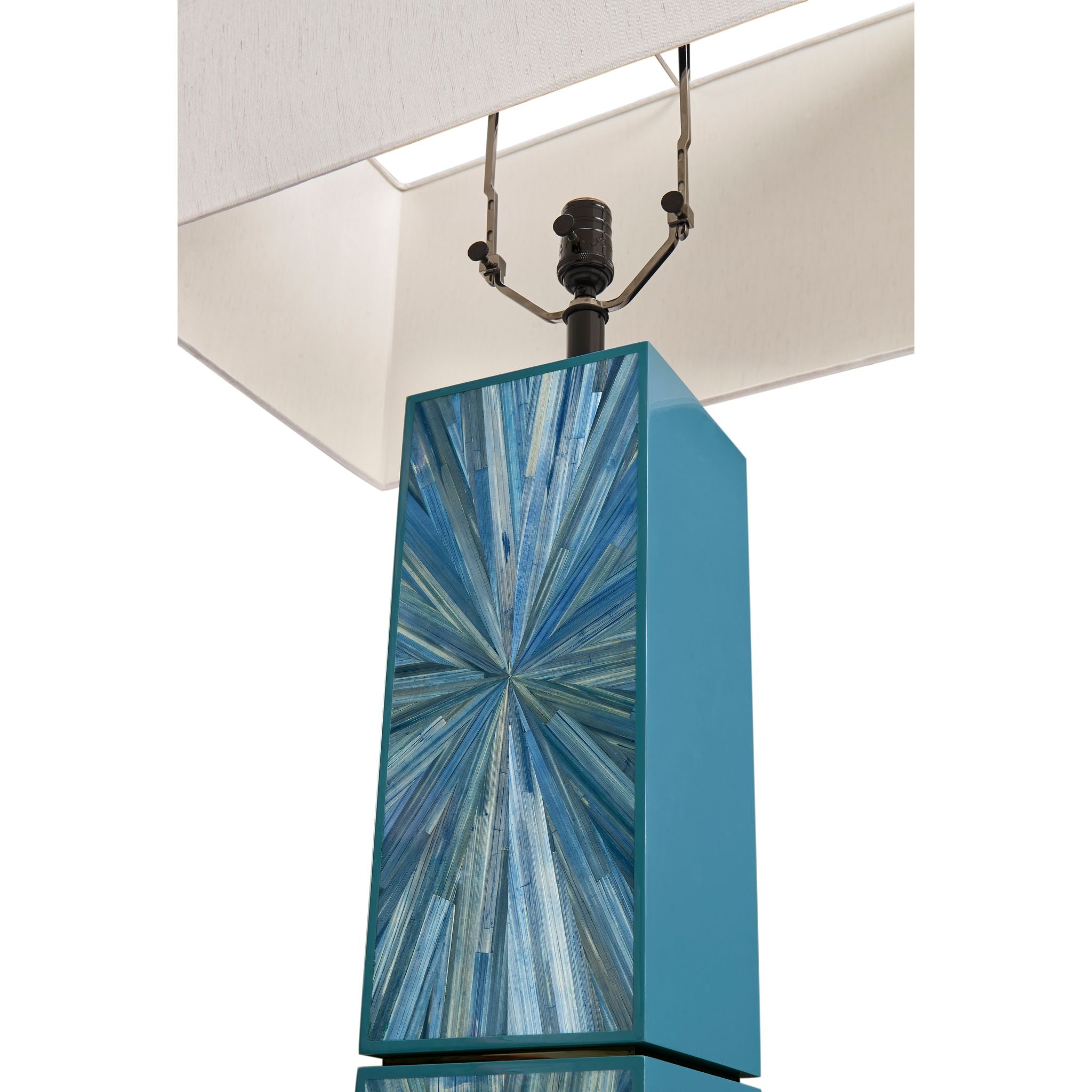 Jonathan Charles JC Modern Floor Lamp — Azure Blue Straw