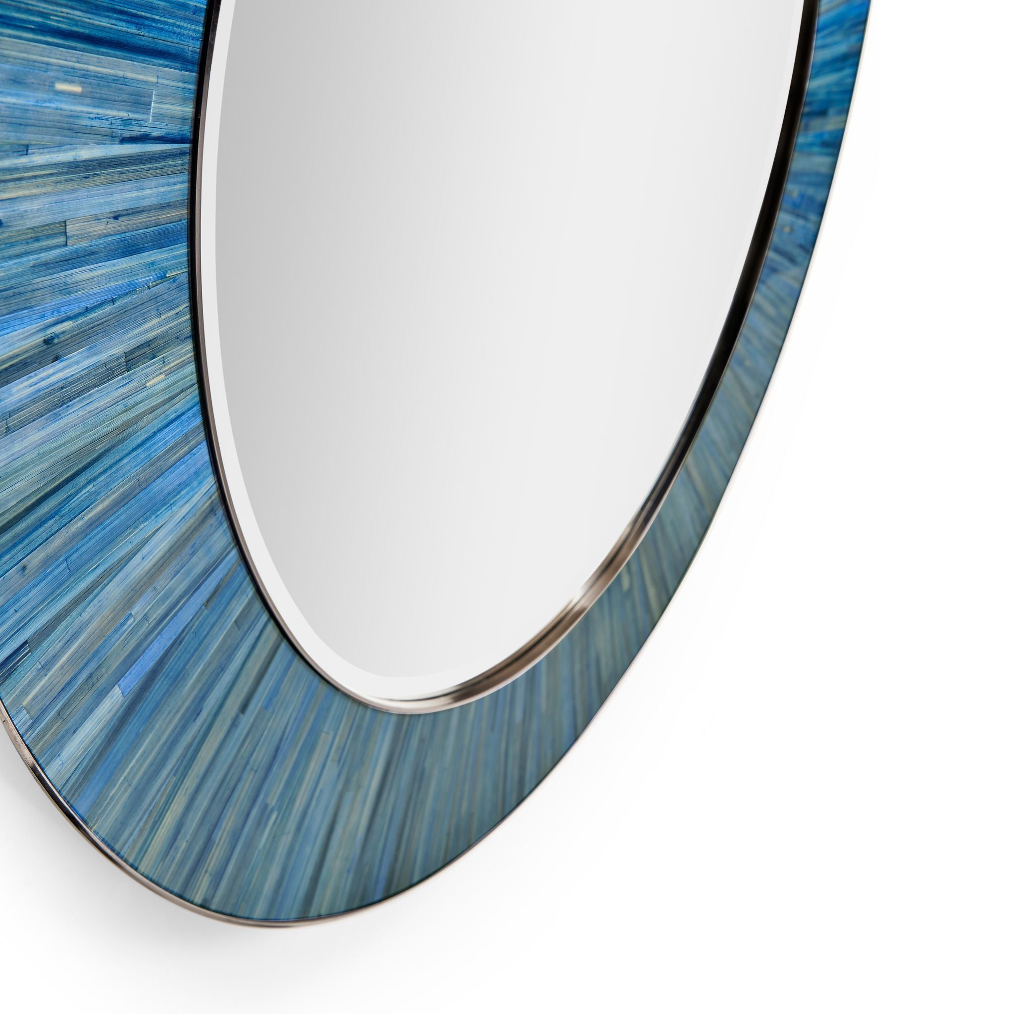 Jonathan Charles JC Modern Round Mirror — Azure Blue Straw