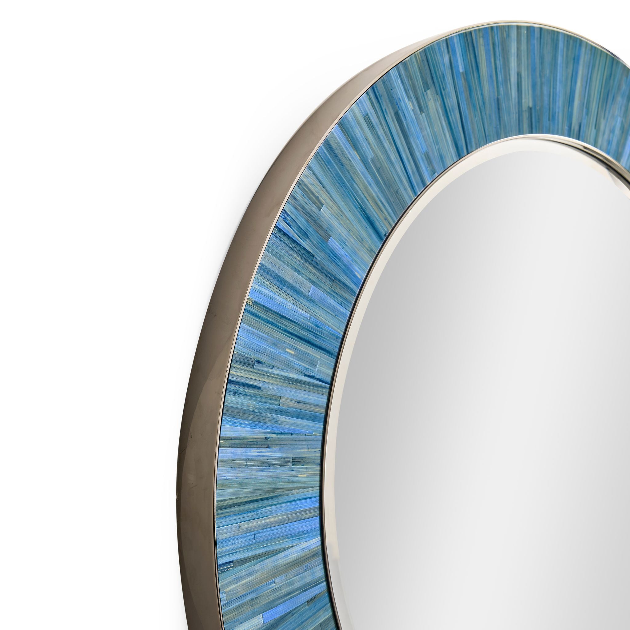Jonathan Charles JC Modern Round Mirror — Azure Blue Straw