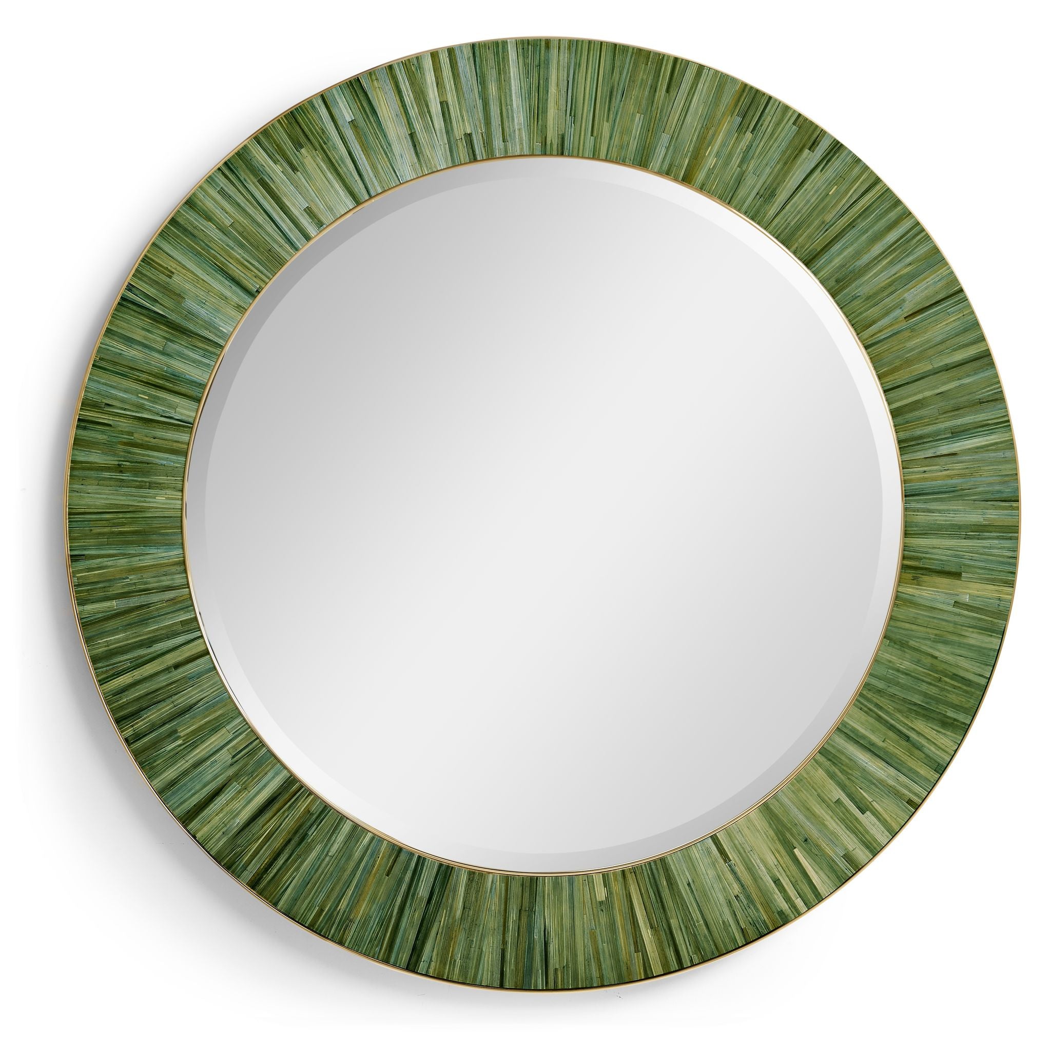 Jonathan Charles JC Modern Round Mirror — Jade Green Straw