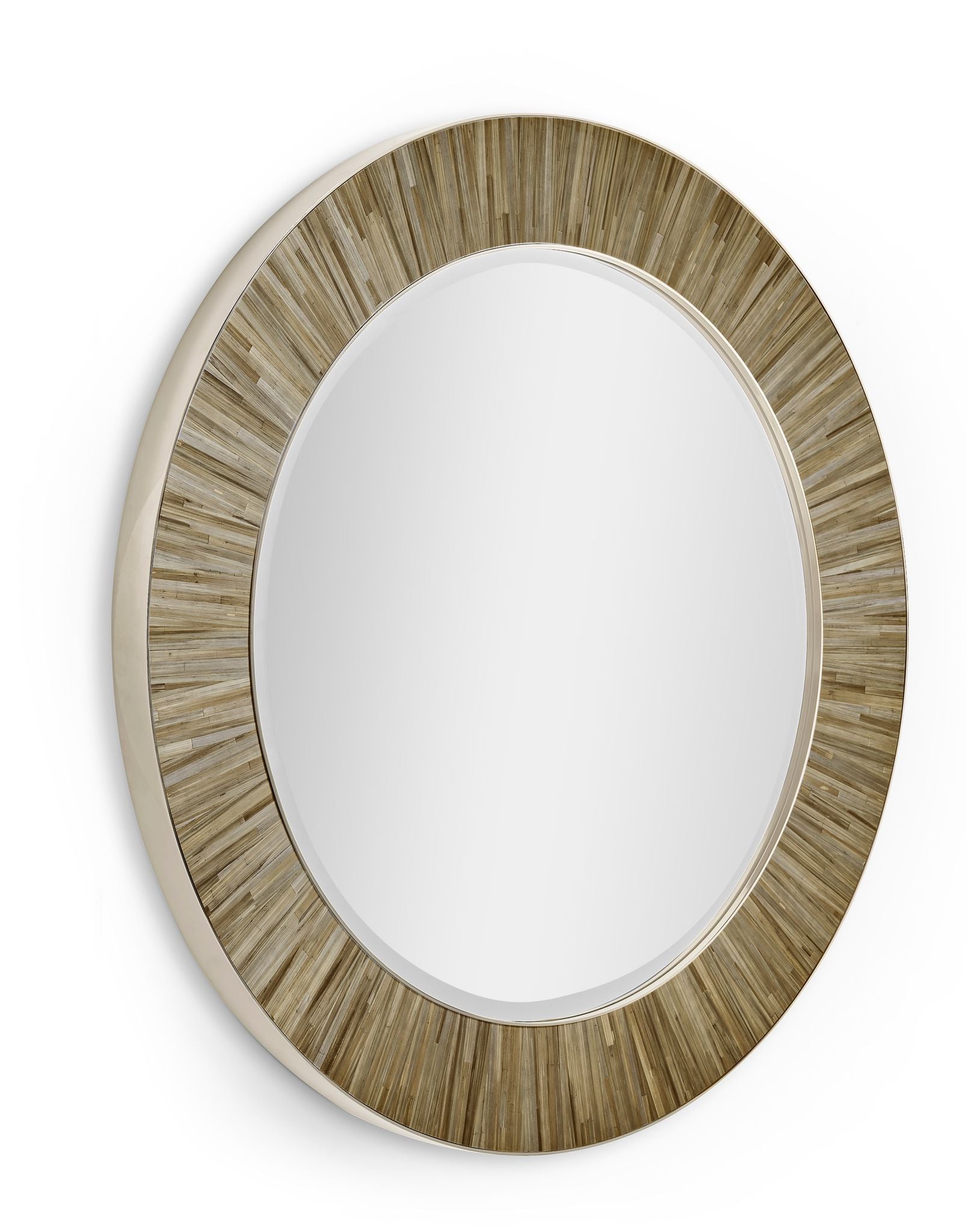Jonathan Charles JC Modern Round Mirror — Natural Straw