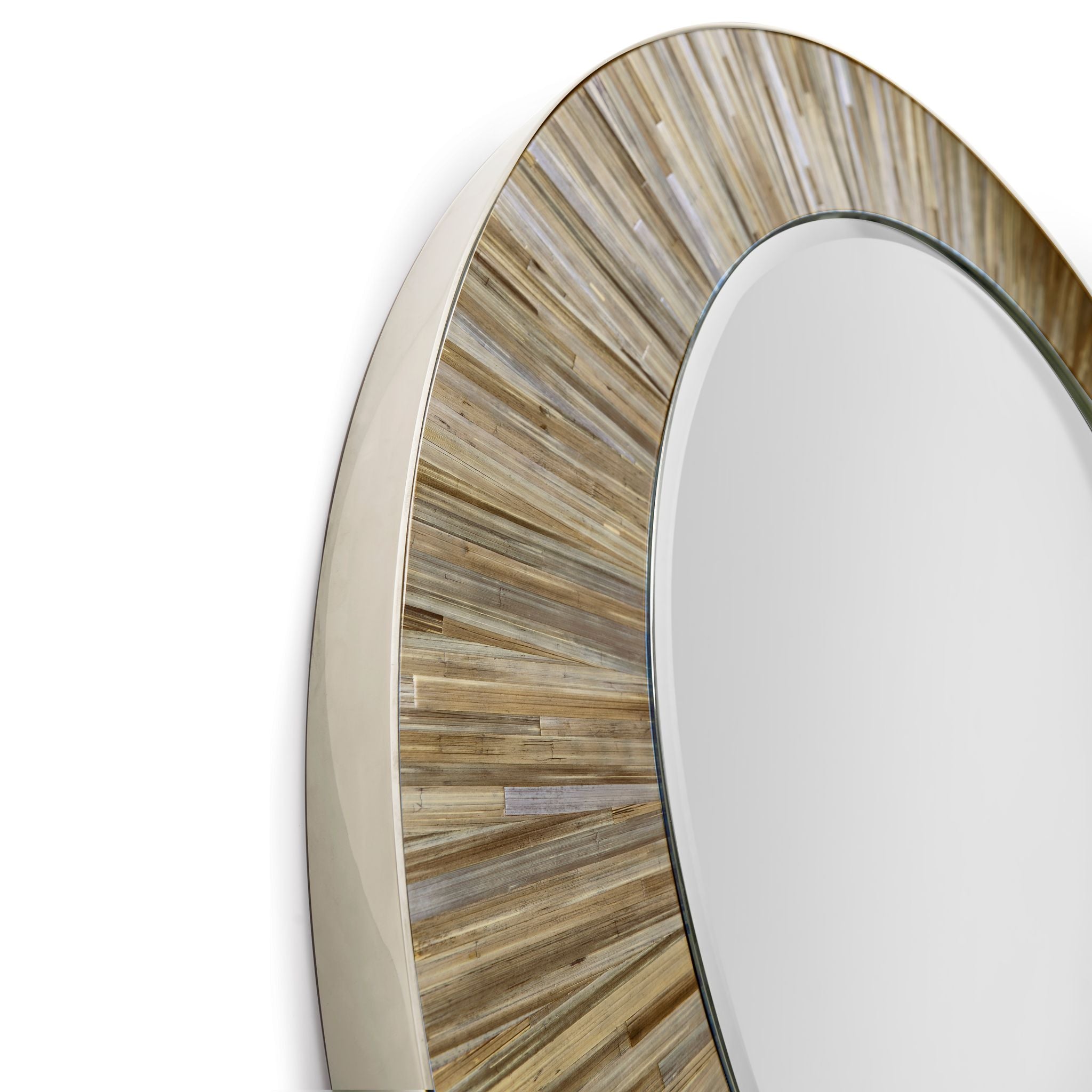 Jonathan Charles JC Modern Round Mirror — Natural Straw