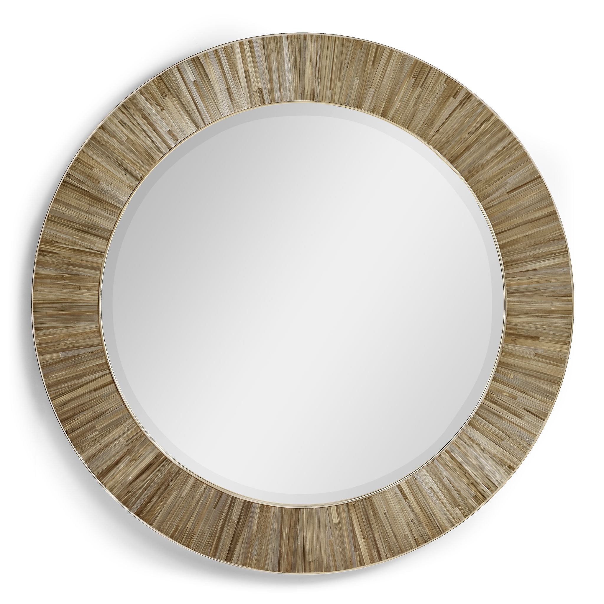 Jonathan Charles JC Modern Round Mirror — Natural Straw