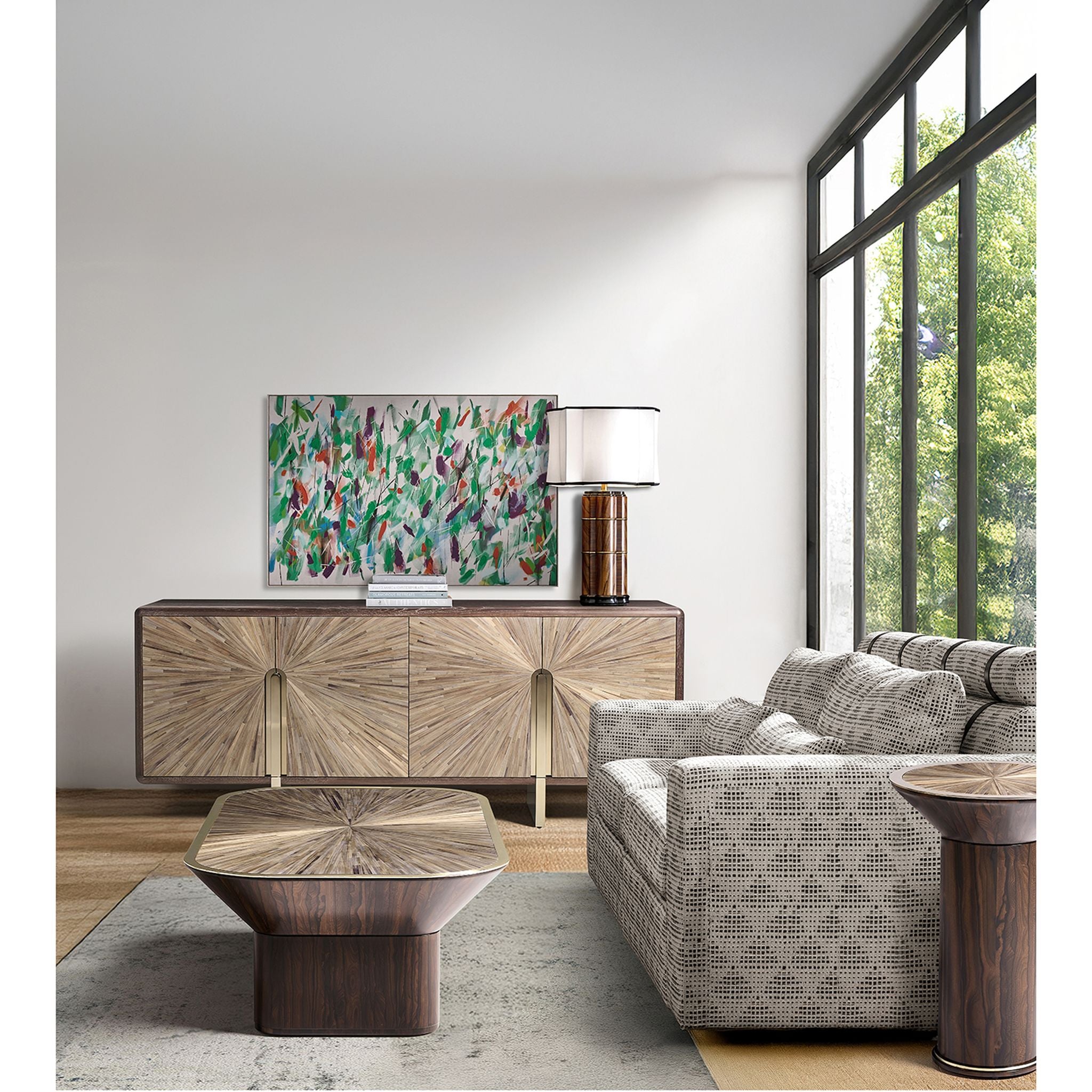Jonathan Charles Terra Natural Pedestal Cocktail Table