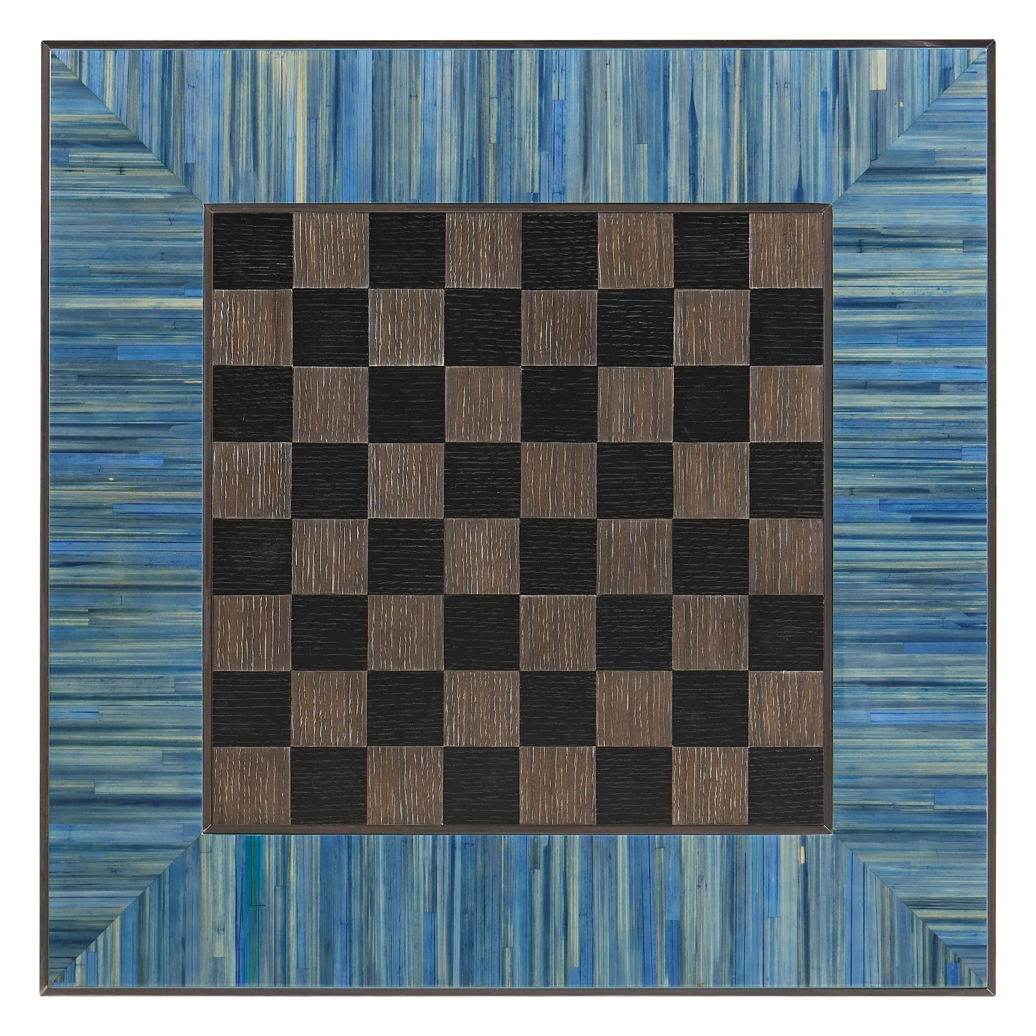 Jonathan Charles JC Modern Straw Game Table — Azure Blue Straw
