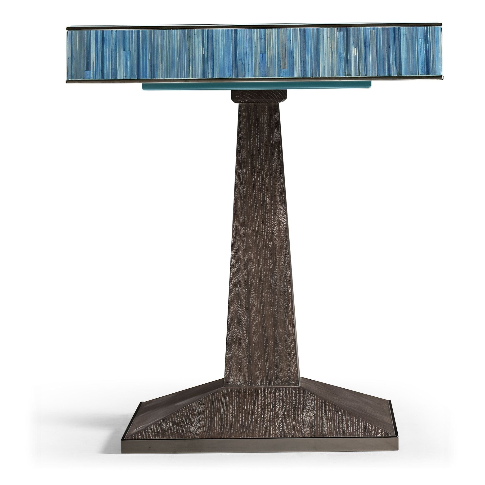 Jonathan Charles JC Modern Straw Game Table — Azure Blue Straw