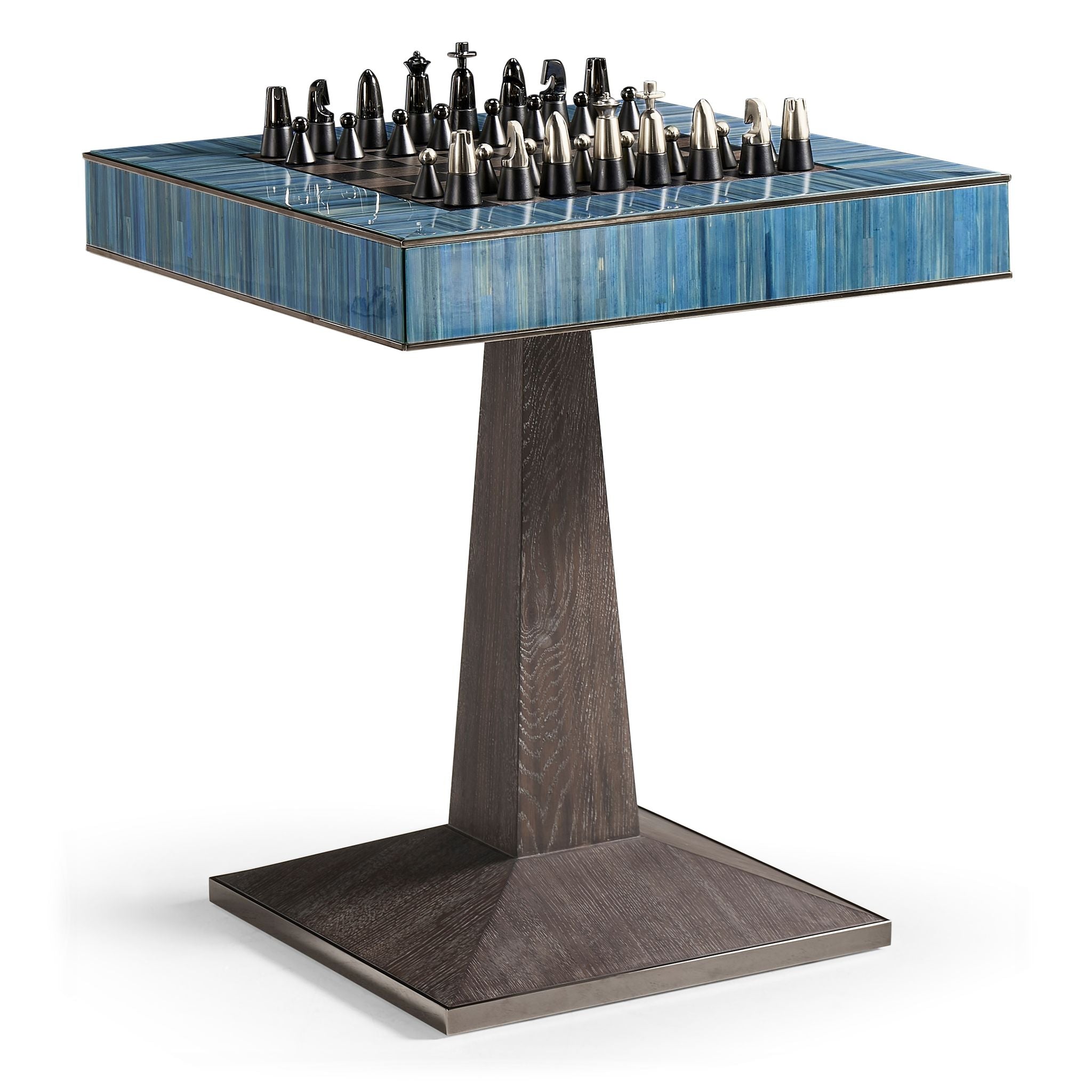 Jonathan Charles JC Modern Straw Game Table — Azure Blue Straw