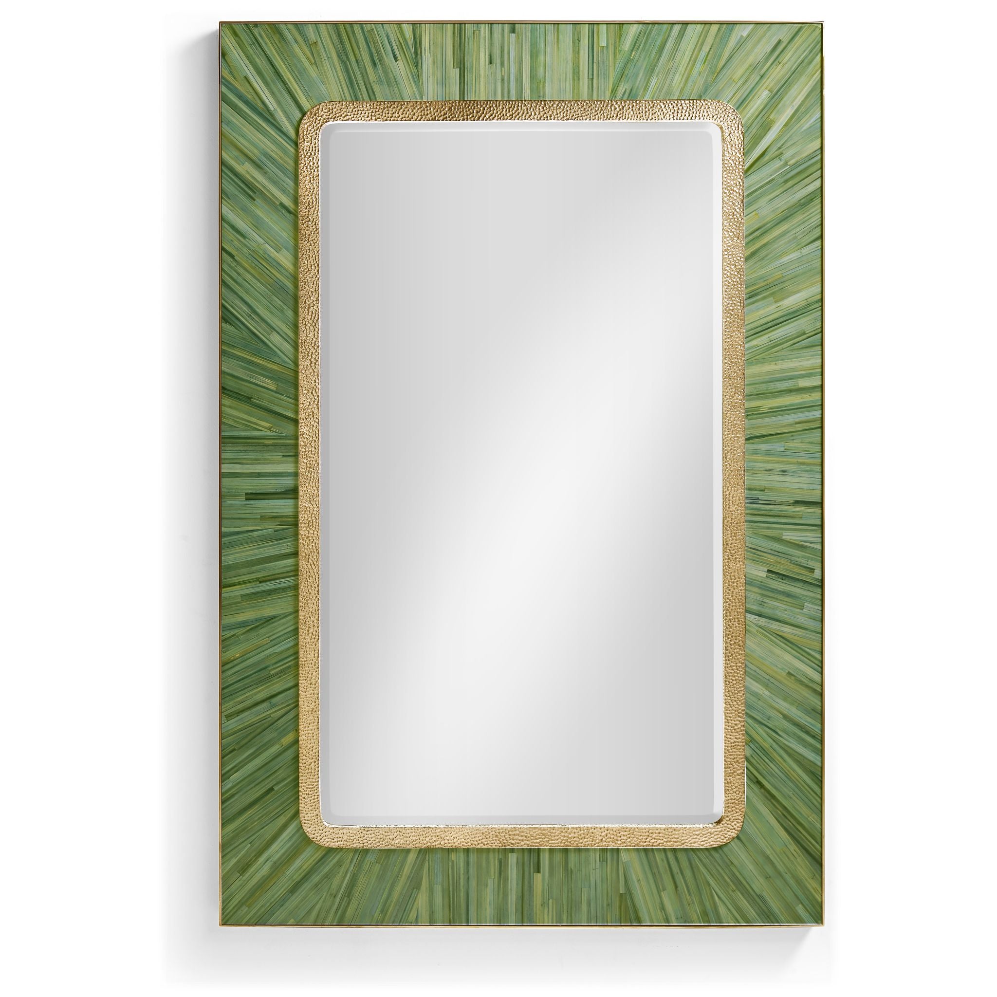 Jonathan Charles JC Modern Rectangular Wall Mirror — Jade Green Straw