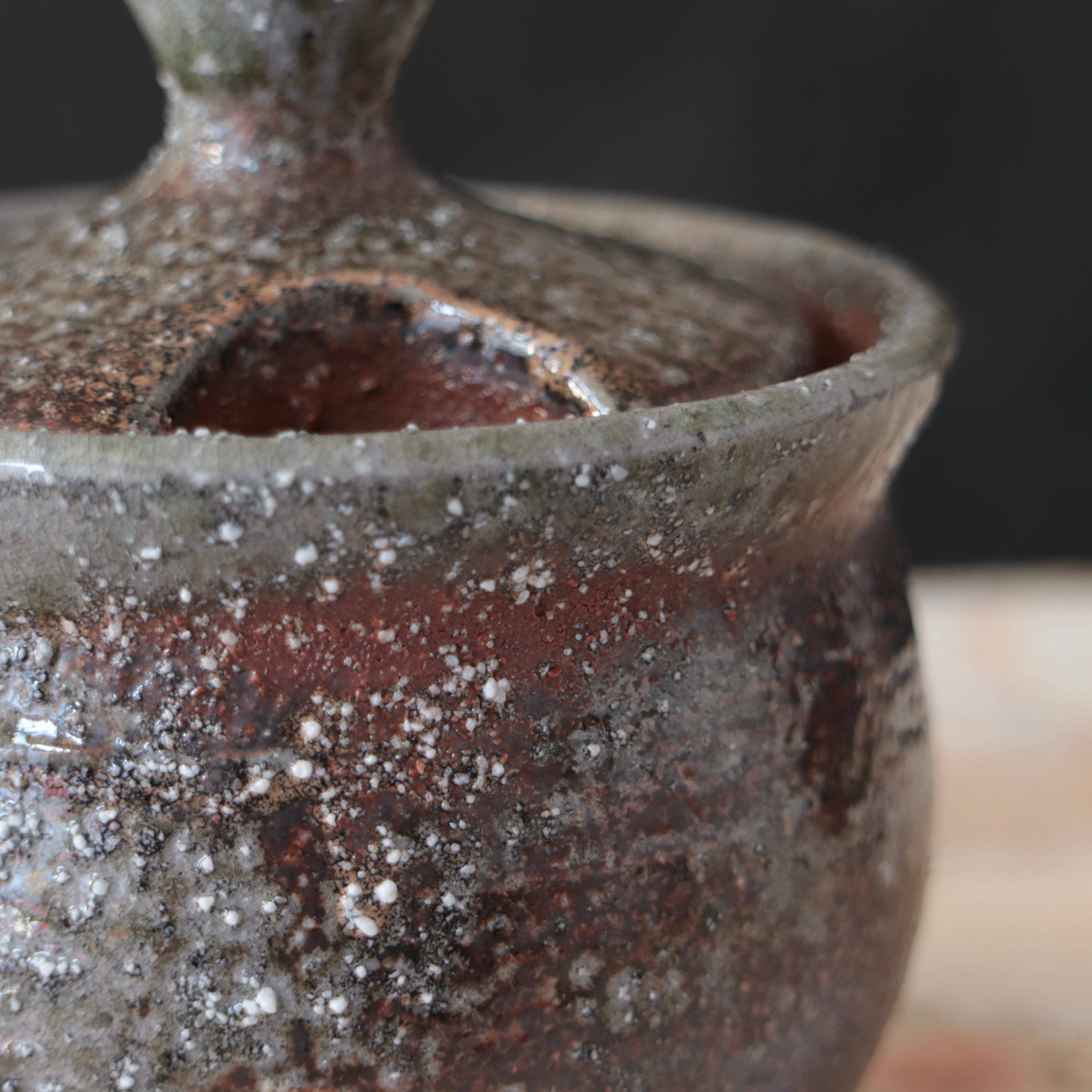 Matt Fishman Pottery Soda-Fired Sugar Jars Dark Surface Round