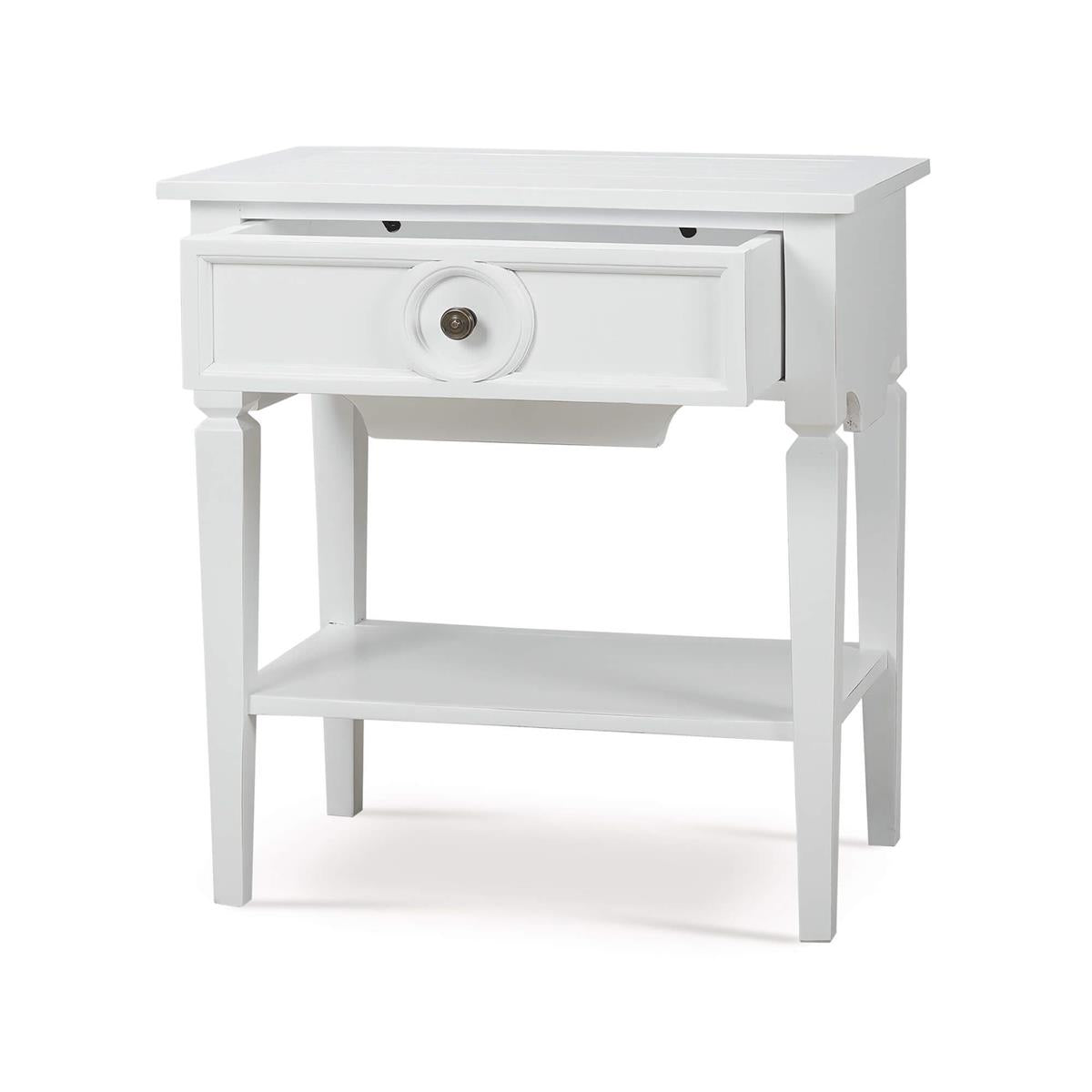 Bramble Orleans Side Table — Architectural White / Light Distressed