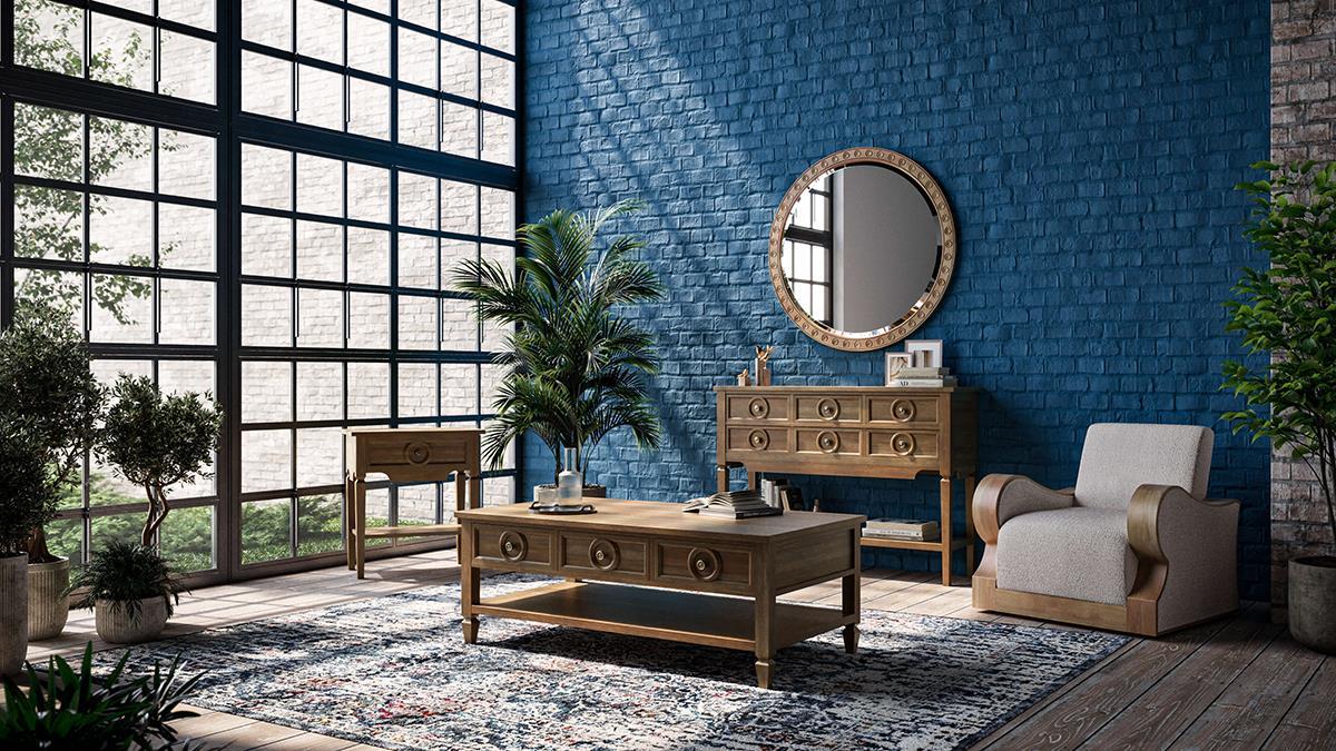 Bramble Orleans Side Table — Straw Wash