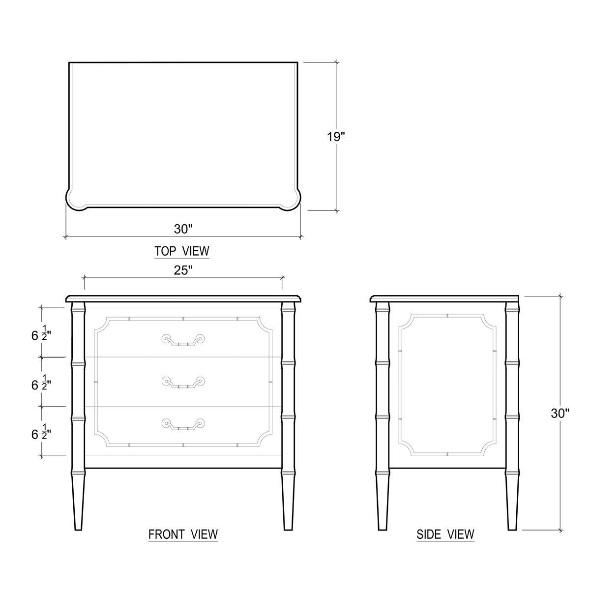 Bramble Chelsea 3 Drawer Bedside Table — Antique French Oak