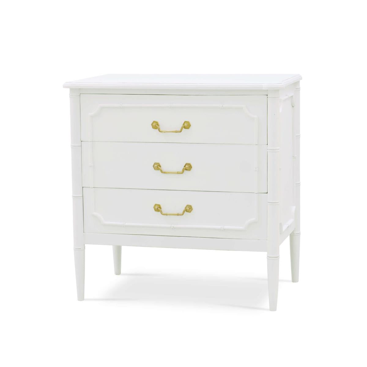 Bramble Chelsea 3 Drawer Bedside Table — Architectural White / Light Distressed