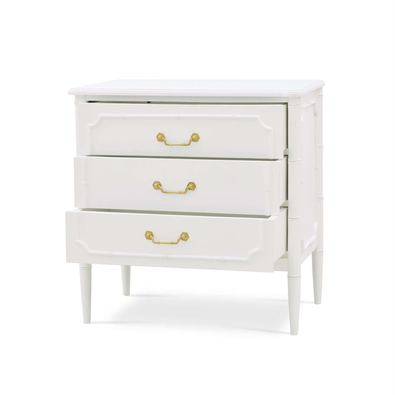 Bramble Chelsea 3 Drawer Bedside Table — Architectural White / Light Distressed