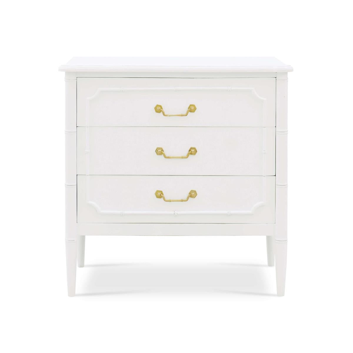 Bramble Chelsea 3 Drawer Bedside Table — Architectural White / Light Distressed