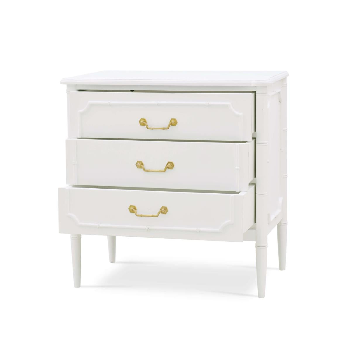 Bramble Chelsea 3 Drawer Bedside Table — Architectural White / Light Distressed