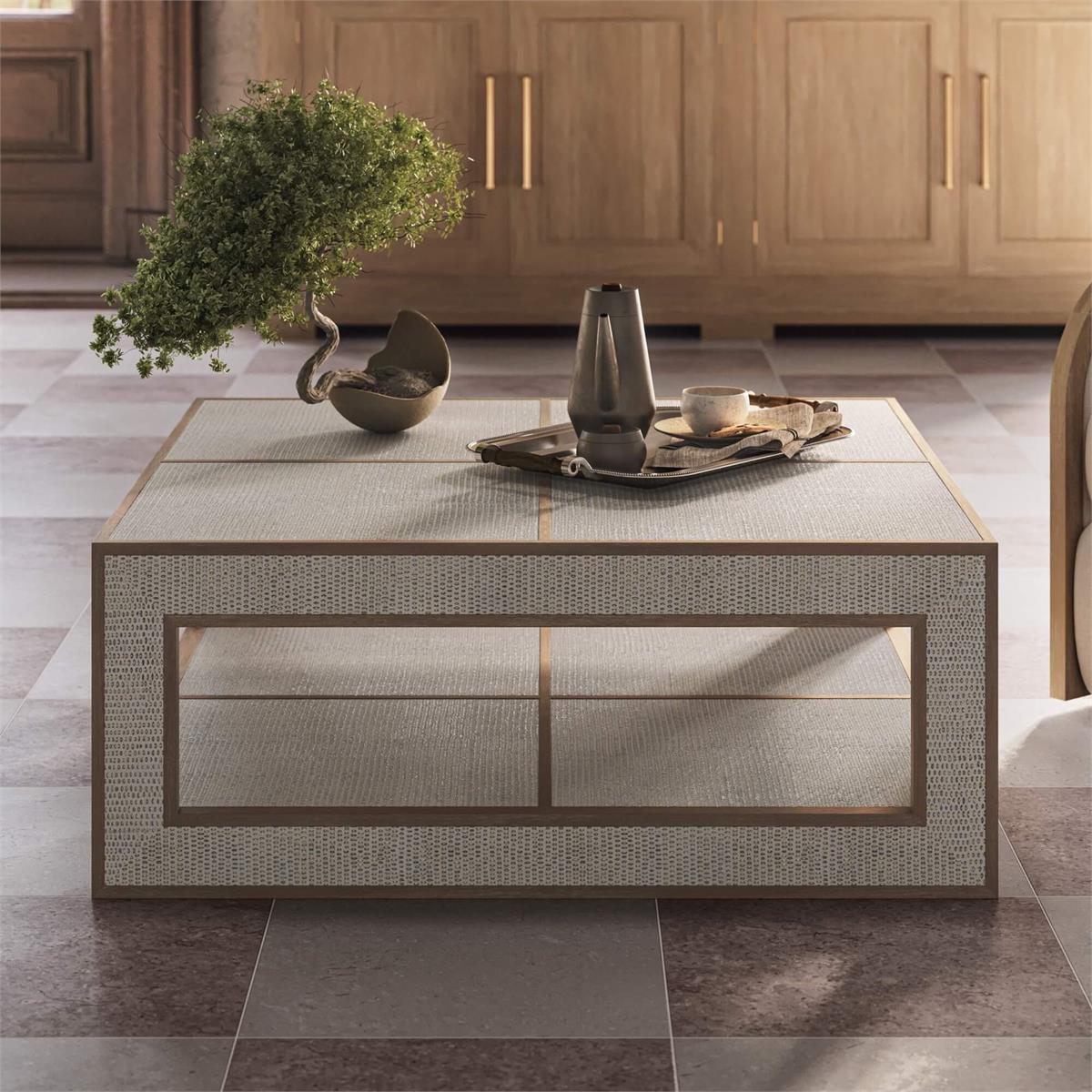 Bramble Finsbury Square Coffee Table — Sandbar / Rattan White