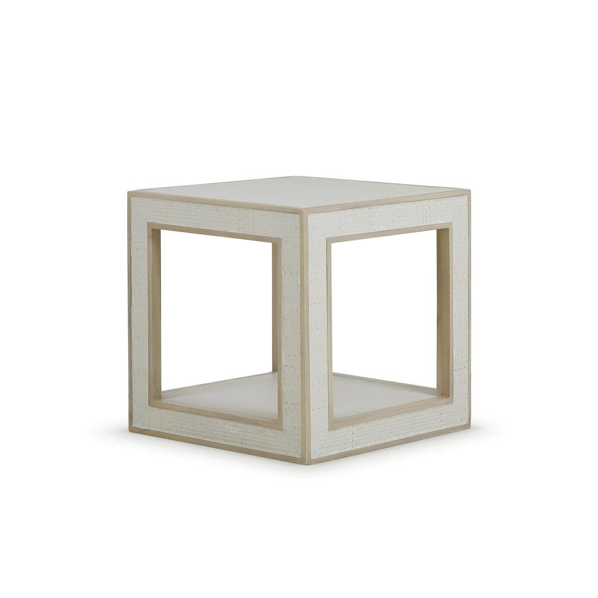 Bramble Finsbury End Table — Sandbar / Rattan White