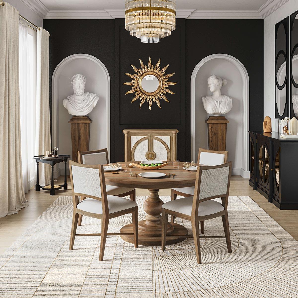 Bramble Clover End Table — Batavia Black / Rattan Natural