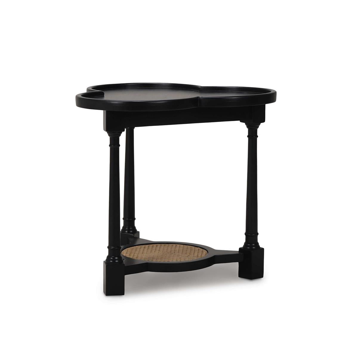 Bramble Clover End Table — Batavia Black / Rattan Natural