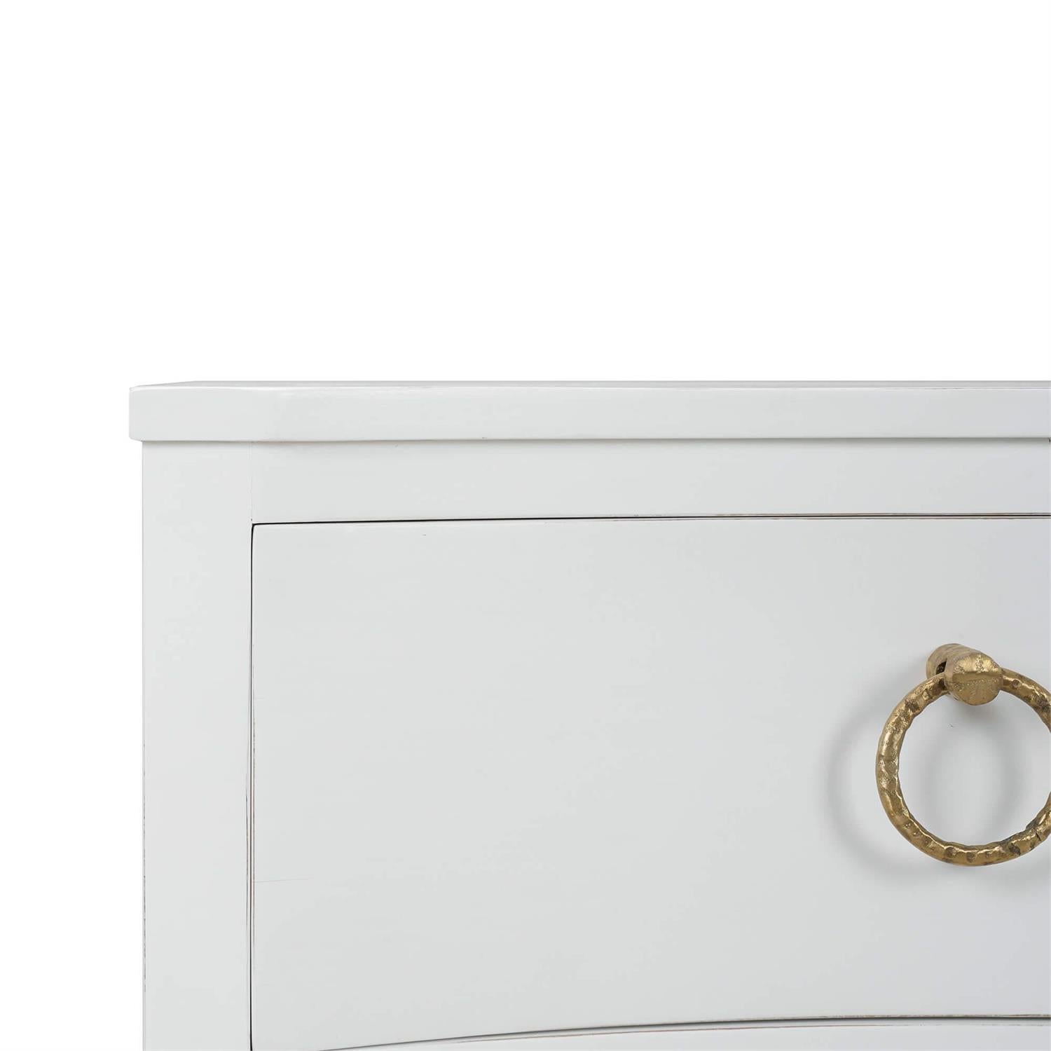 Bramble Bow Nightstand — Architectural White / Light Distressed