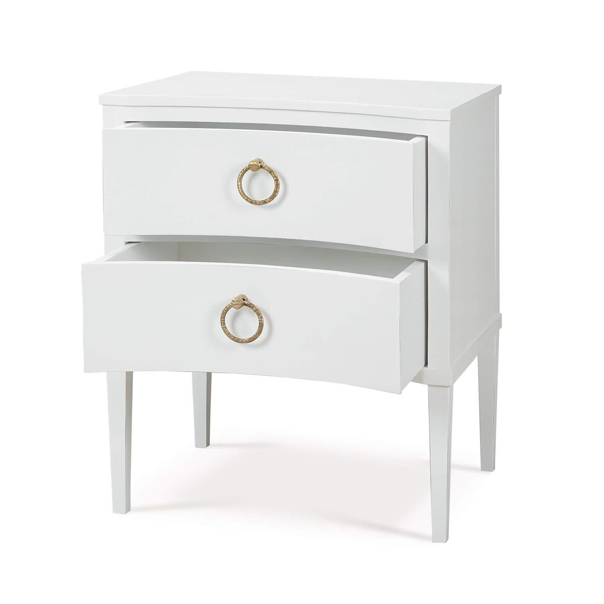 Bramble Bow Nightstand — Architectural White / Light Distressed