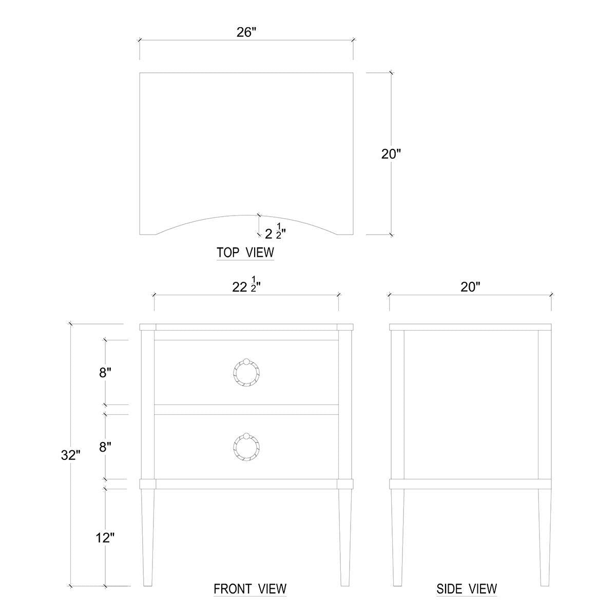 Bramble Bow Nightstand — Architectural White / Light Distressed