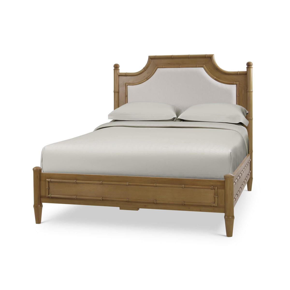 Bramble Chelsea Upholstered Bed Queen — Antique French Oak / Dinara Natural