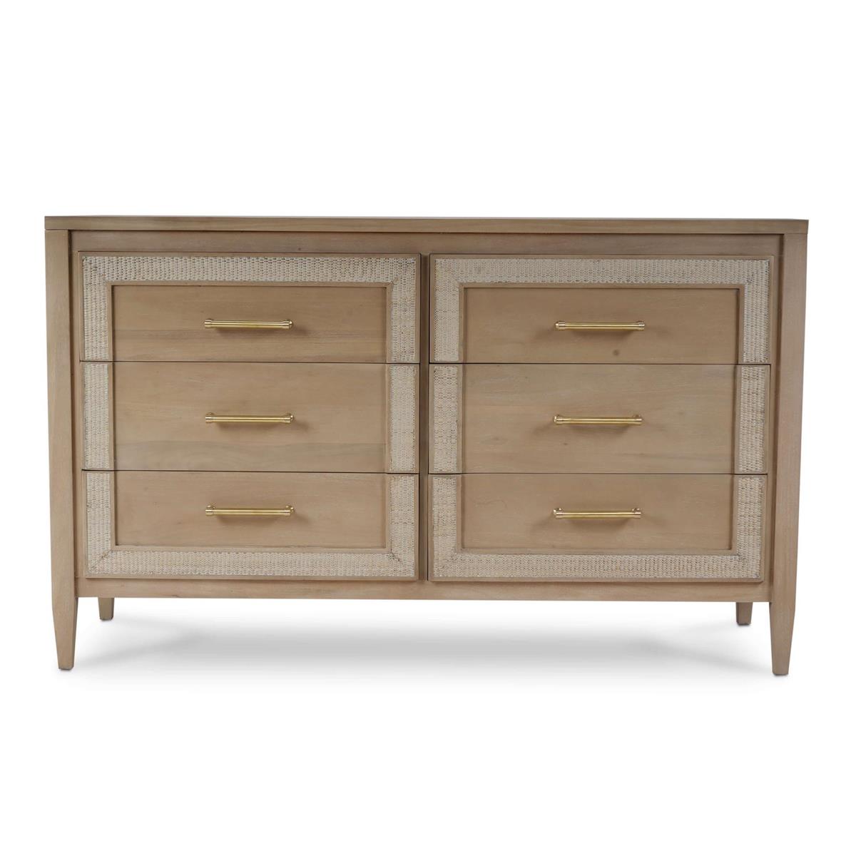 Bramble Belgravia 6 Drawer Dresser — Sandbar / Rattan White