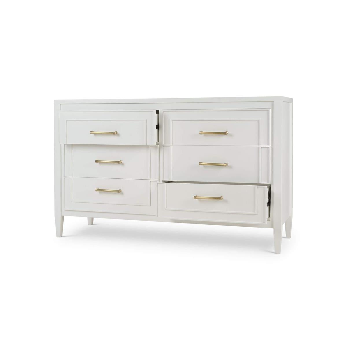 Bramble Belgravia 6 Draw Dresser w/o Rattan — True White *
