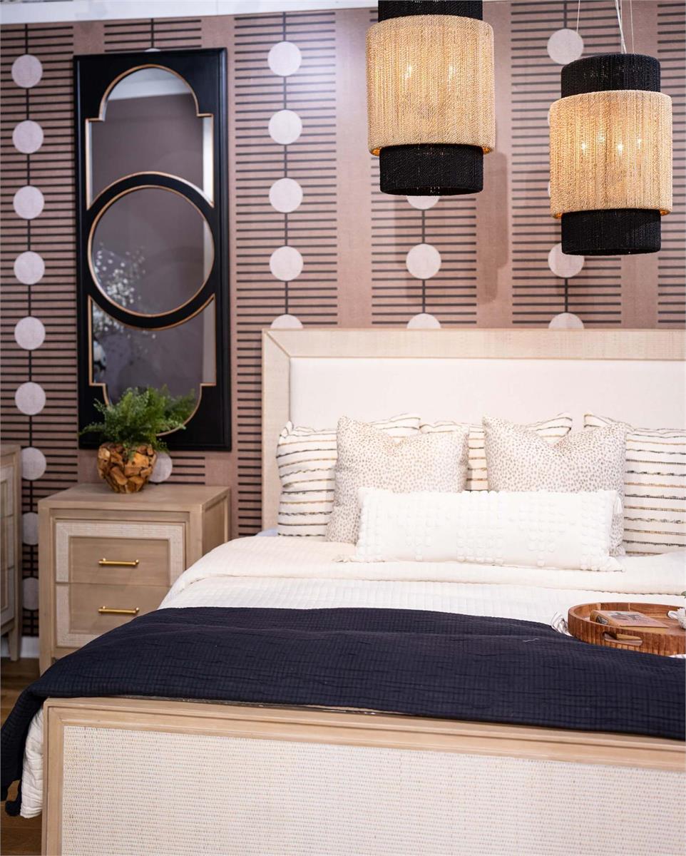 Bramble Belgravia Bedside Table — Sandbar / Rattan White
