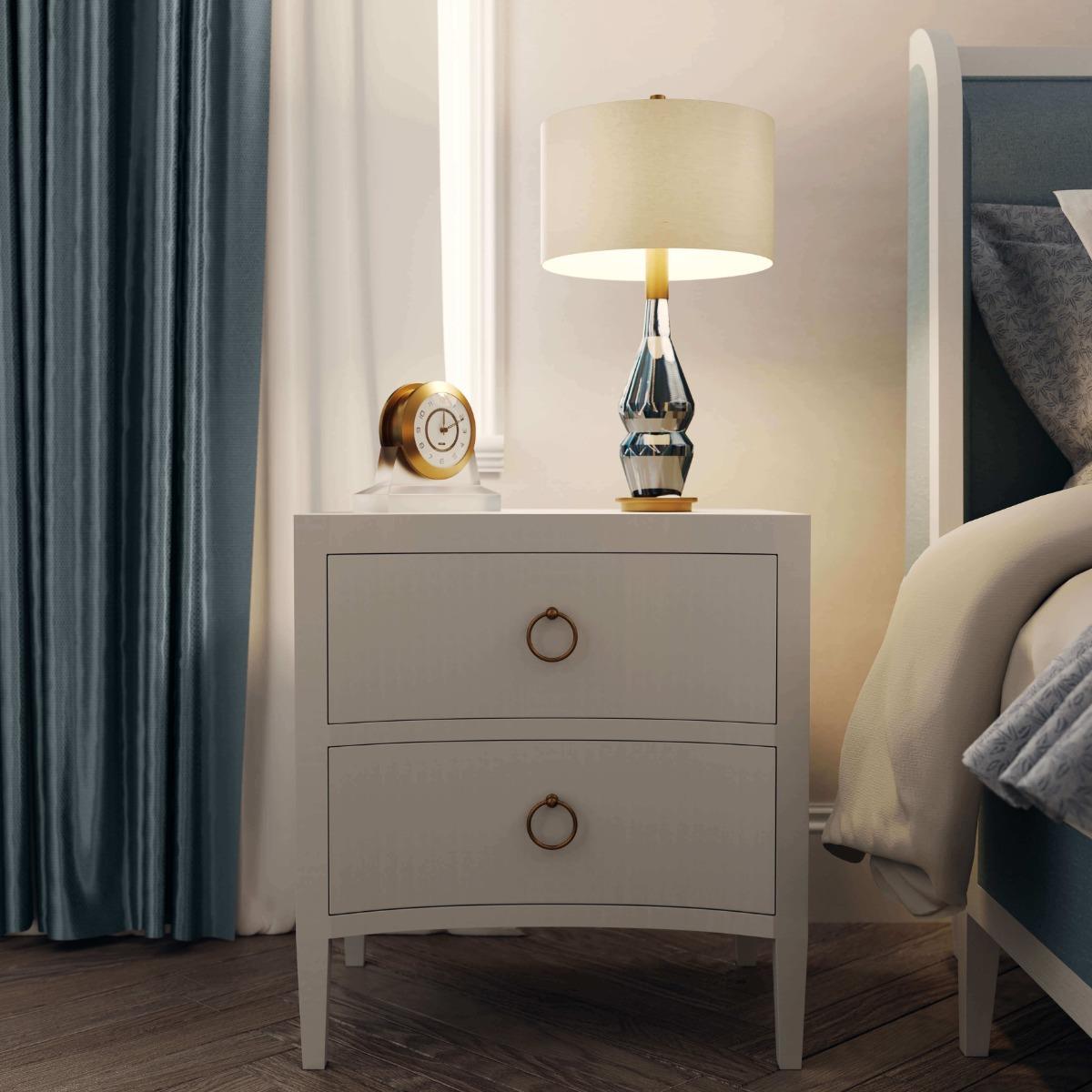 Bramble Mornington Linen Wrapped Nightstand — Linen True White