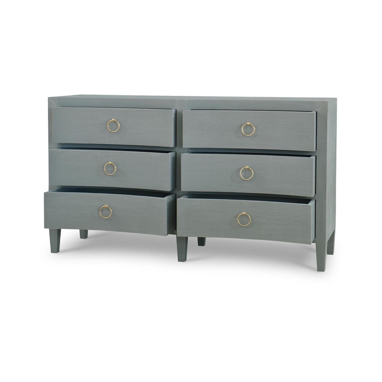 Bramble Mornington Linen Wrapped 6 Drawer Dresser — Linen Pale Blue * lightly sanded to give a light weathered appearance.