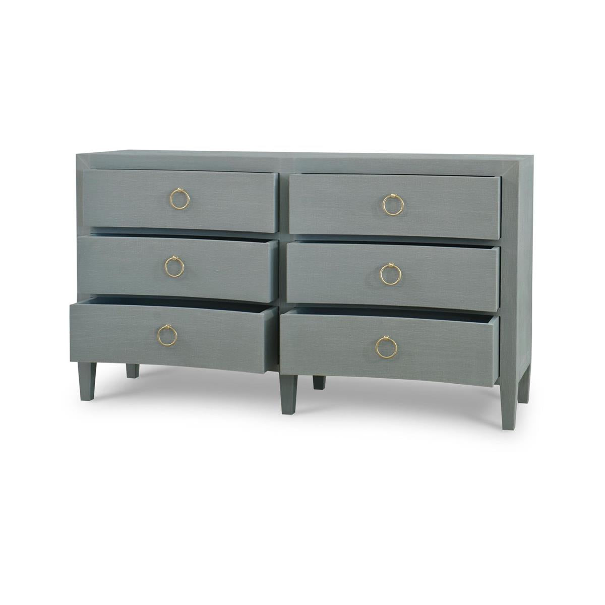 Bramble Mornington Linen Wrapped 6 Drawer Dresser — Linen Pale Blue * lightly sanded to give a light weathered appearance.