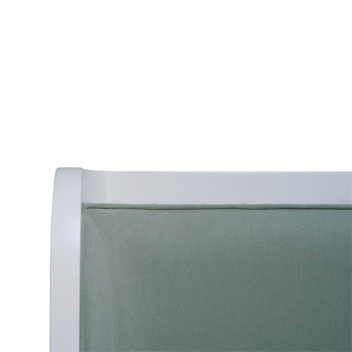Bramble Mornington Queen Upholstered & Linen Wrapped Bed w/ True White Frame Yuko Sky Performance Fabric & Pale Blue Linen — True White * / Yuko Sky