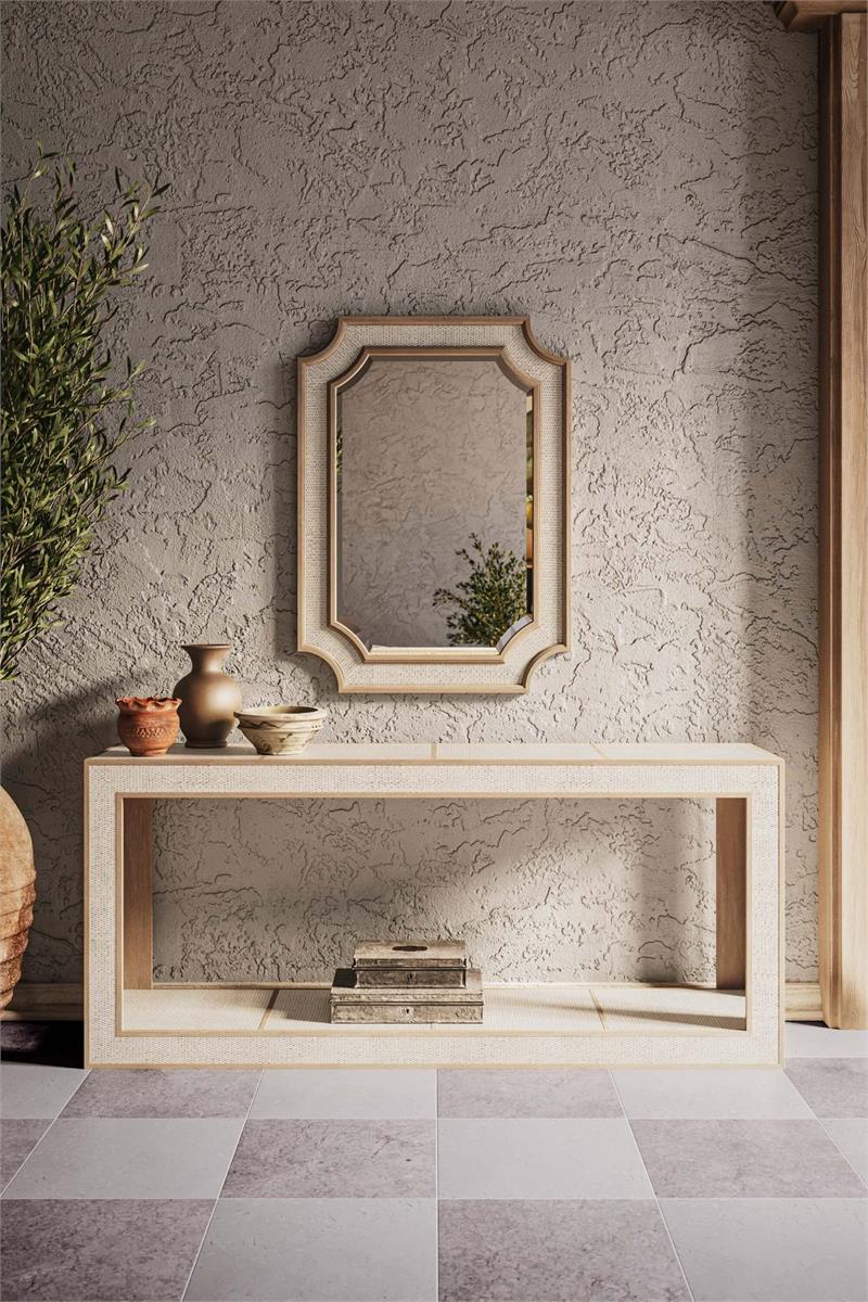 Bramble Finsbury Console Table — Sandbar / Rattan White