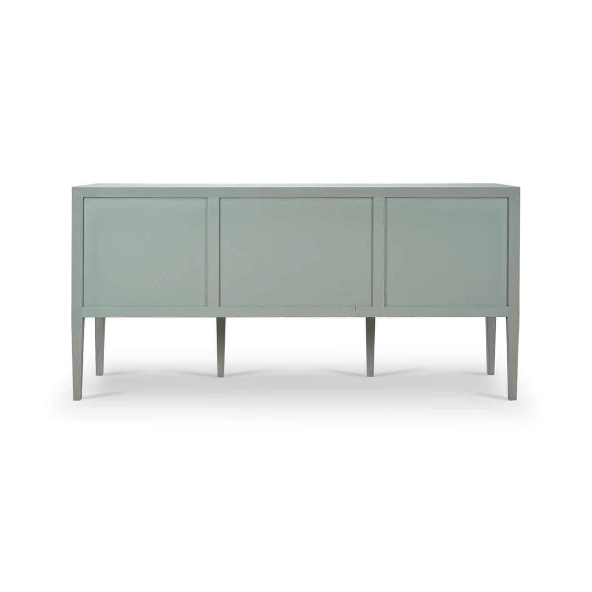 Bramble Westminster Concave Linen Wrapped Sideboard — Linen Pale Blue * lightly sanded to give a light weathered appearance.