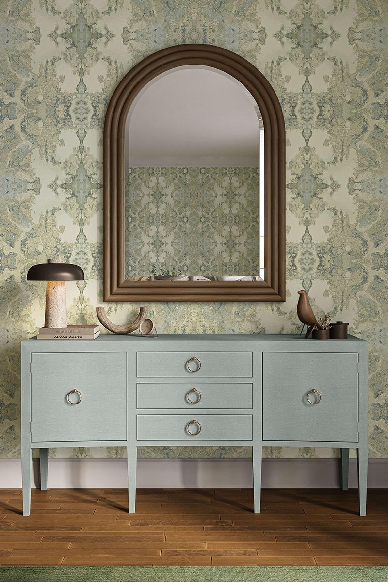 Bramble Westminster Concave Linen Wrapped Sideboard — Linen Pale Blue * lightly sanded to give a light weathered appearance.