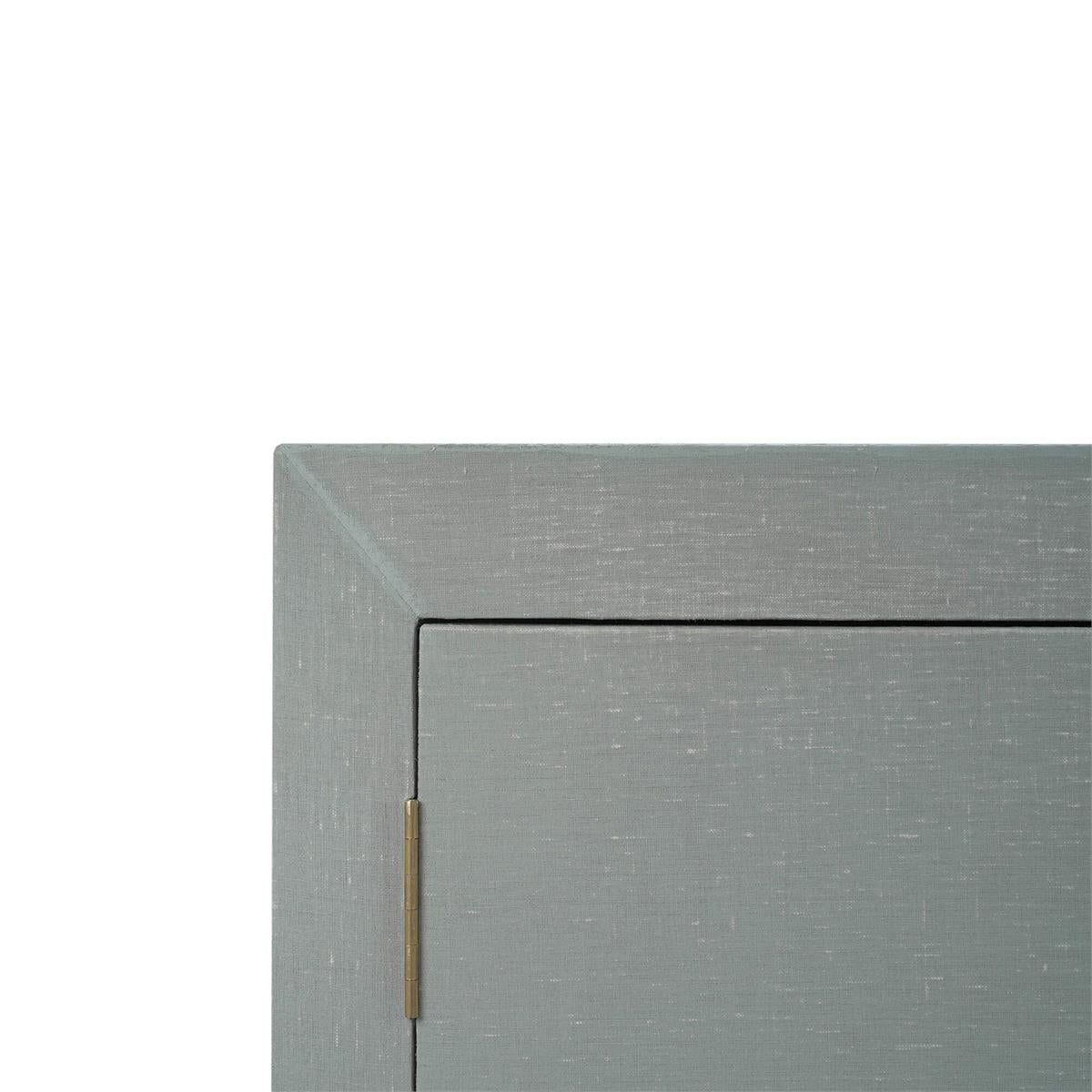 Bramble Westminster Concave Linen Wrapped Sideboard — Linen Pale Blue * lightly sanded to give a light weathered appearance.