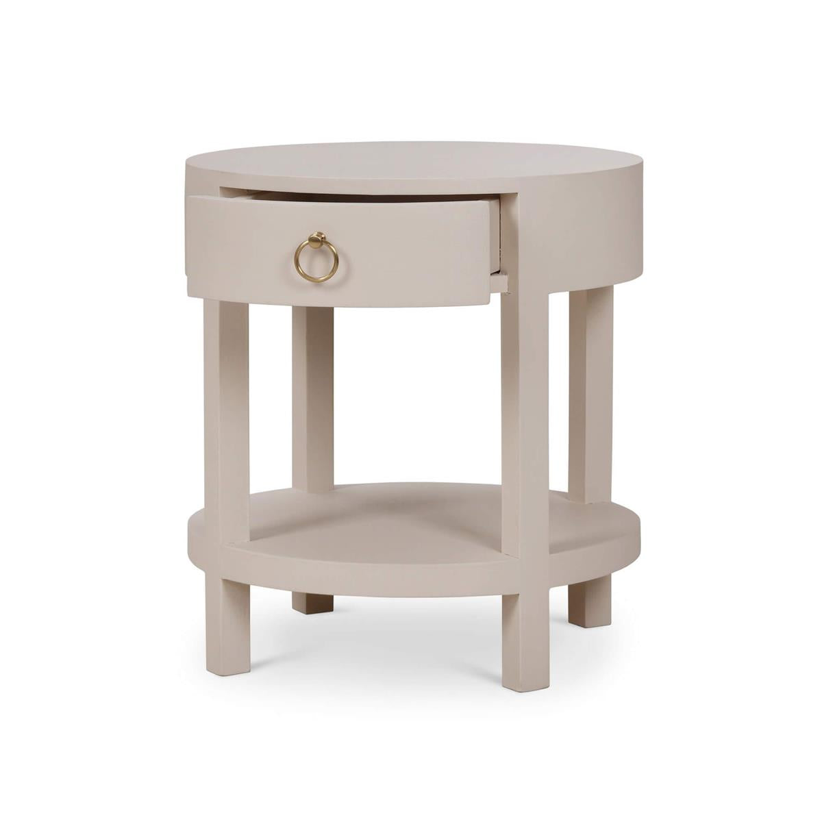 Bramble Milan Linen Wrapped Side Table — Linen Putty
