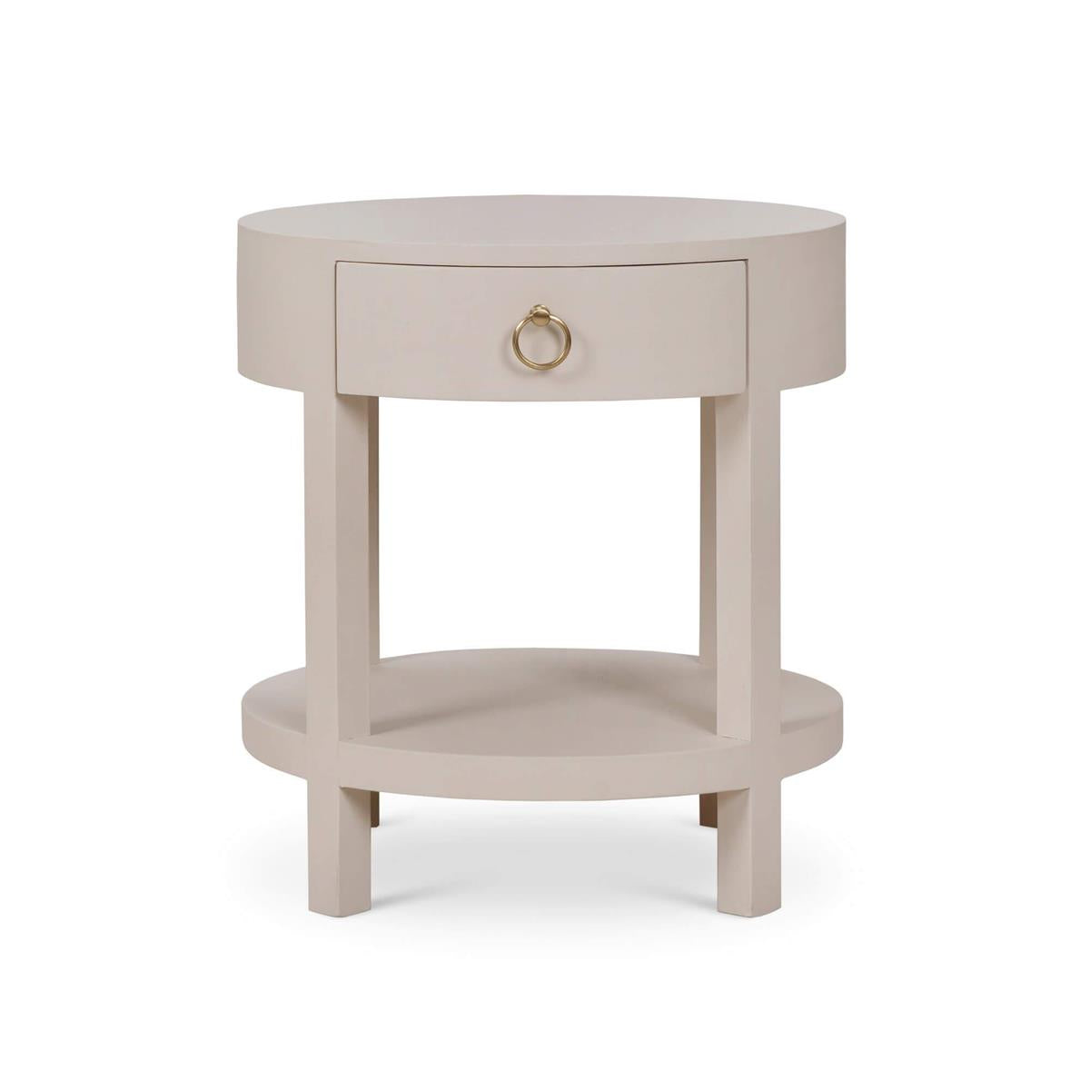 Bramble Milan Linen Wrapped Side Table — Linen Putty