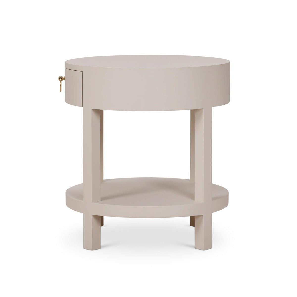 Bramble Milan Linen Wrapped Side Table — Linen Putty