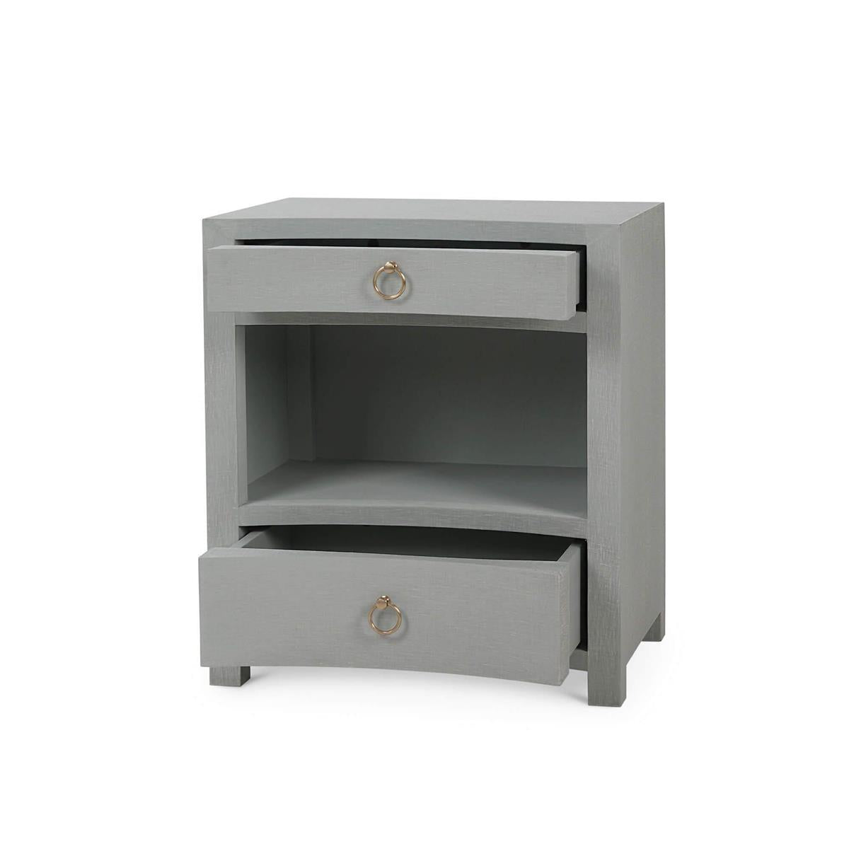 Bramble Mornington Open Shelf Bedside Table Linen Wrapped — Linen Pale Blue * lightly sanded to give a light weathered appearance.
