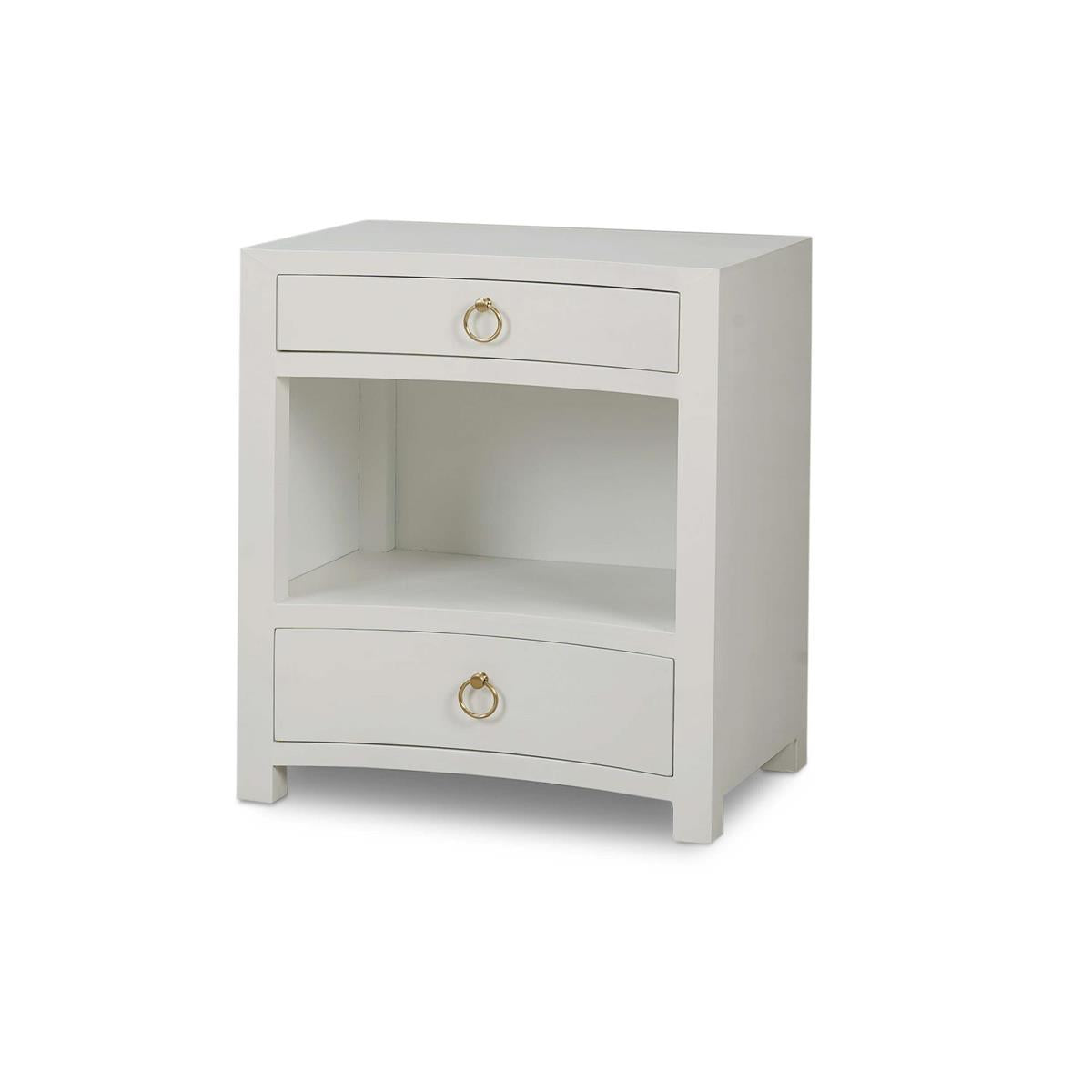 Bramble Mornington Open Shelf Bedside Table Linen Wrapped — Linen True White