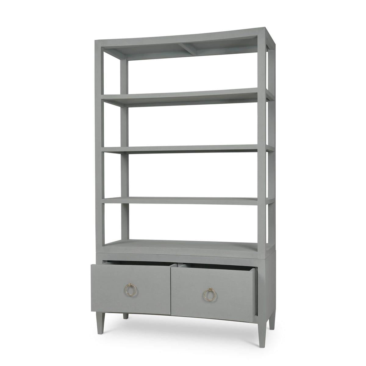 Bramble Westminster Concave Shelving Unit Linen Wrapped — Linen Pale Blue * lightly sanded to give a light weathered appearance.