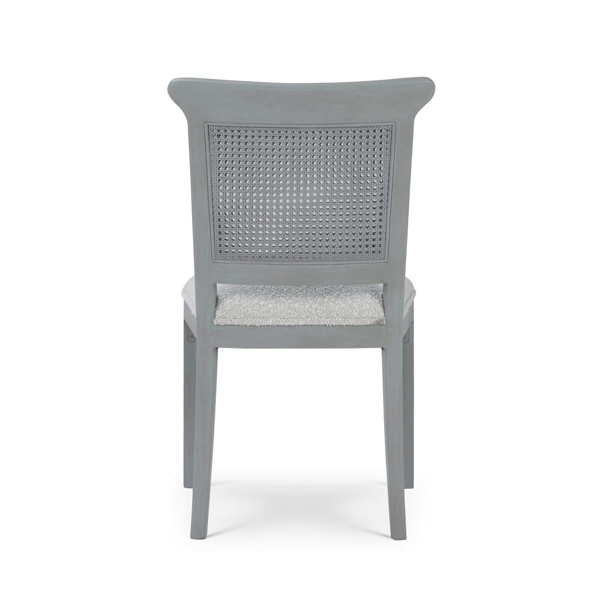 Bramble Gustavian Dining Chair w/ Rattan Back — Grey Charleston / Boucle Sand